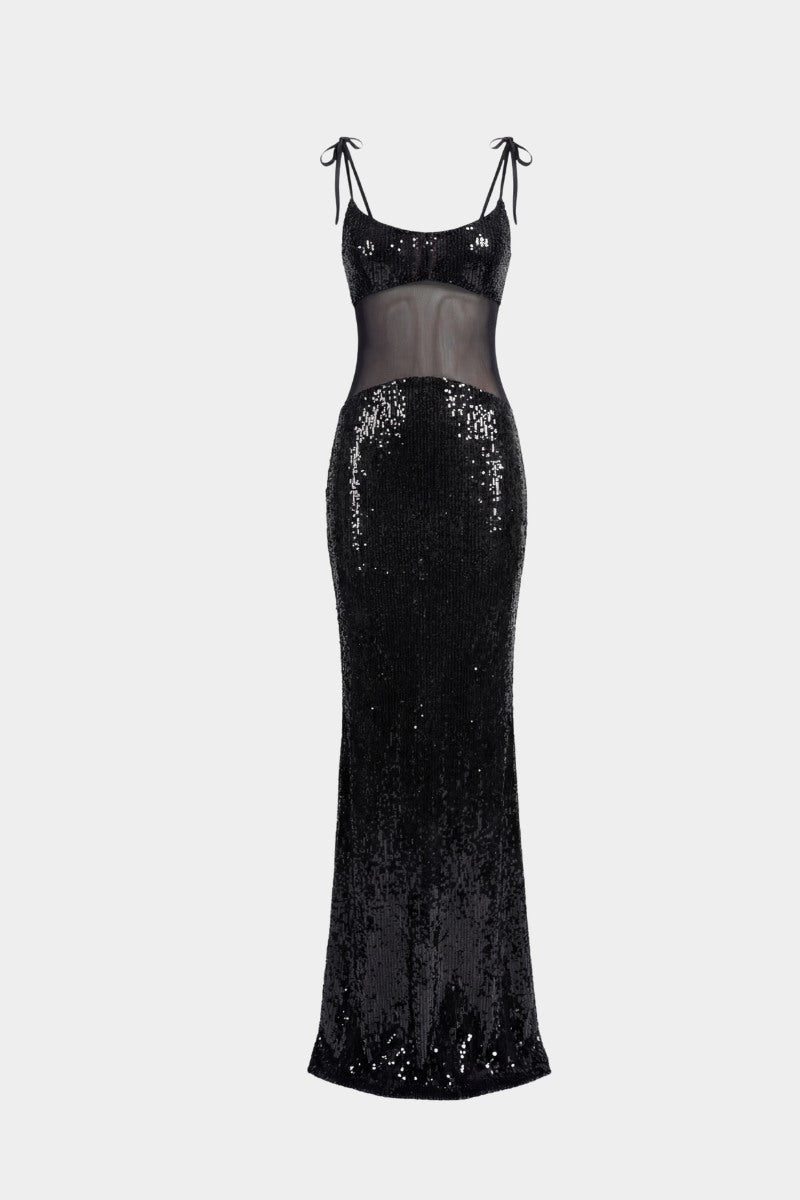 Siren Slip Dress - Glitter Noir