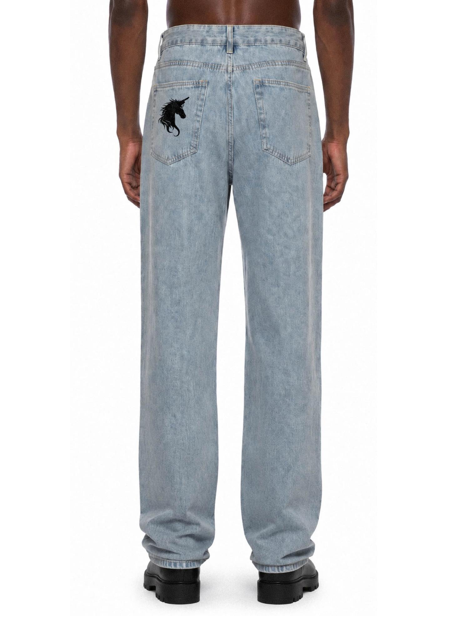 90's Straight Jeans - Glitter Noir