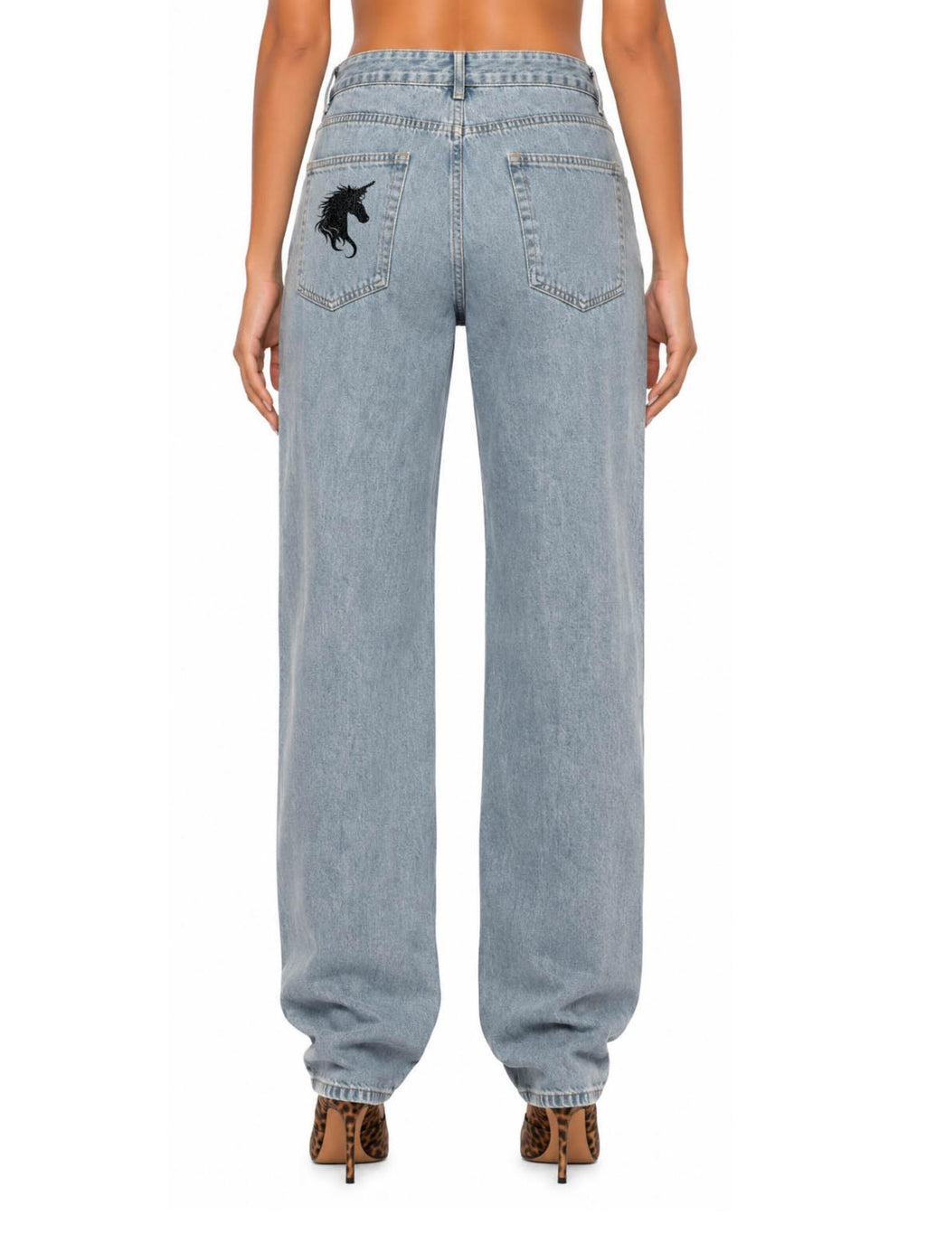 90's Straight Jeans - Glitter Noir