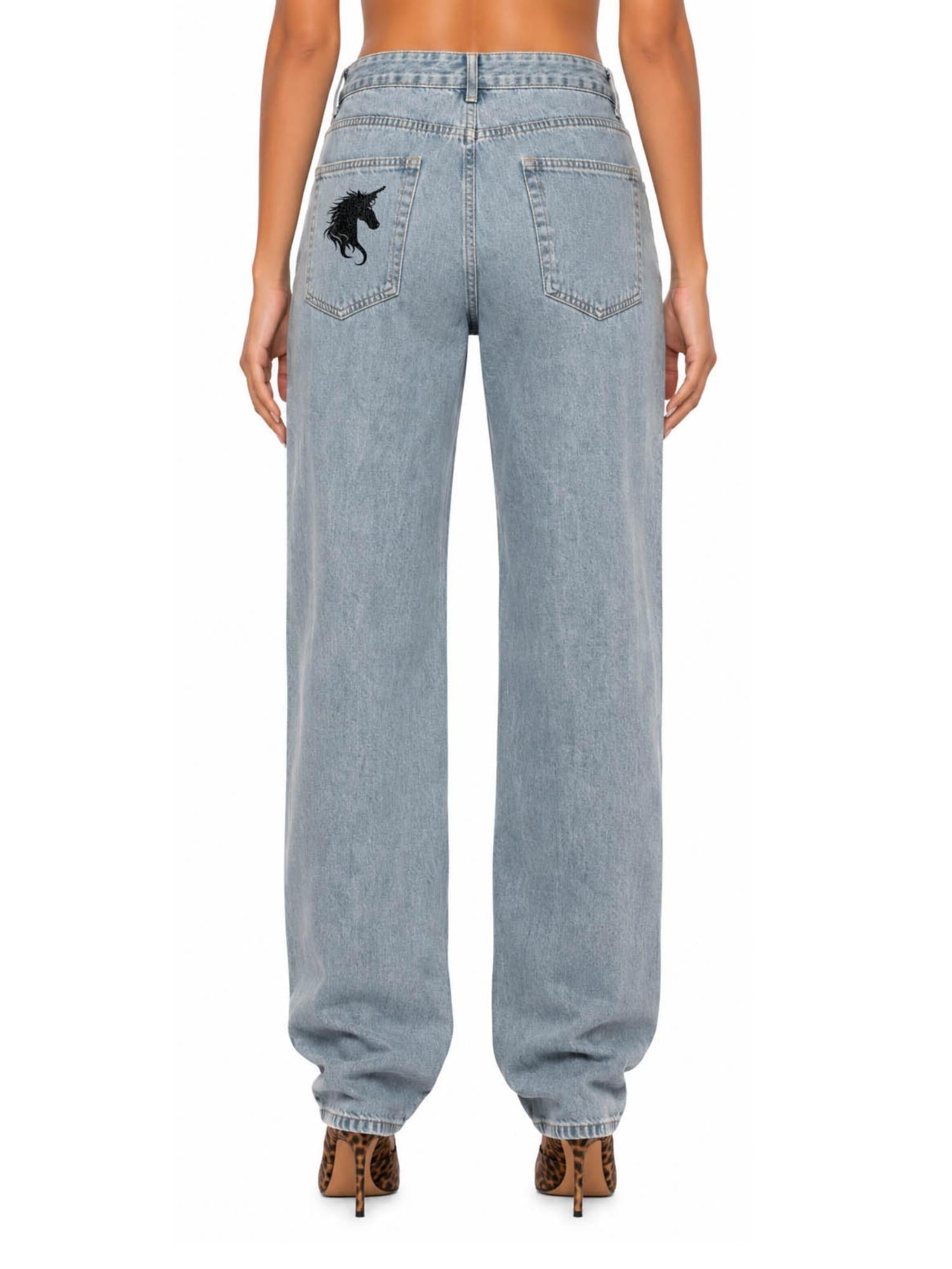 90's Straight Jeans - Glitter Noir