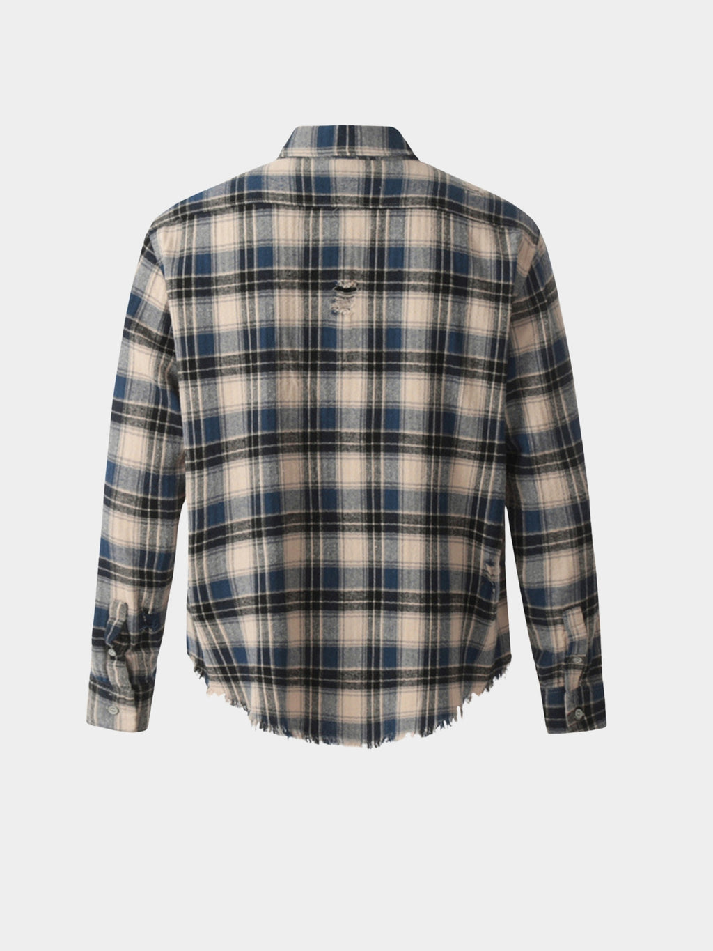 Raw Hem Plaid Shirt - Glitter Noir