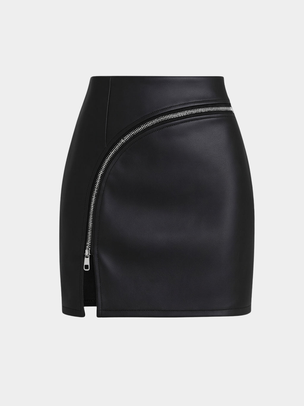 Obsidian Zip Mini Skirt - Glitter Noir