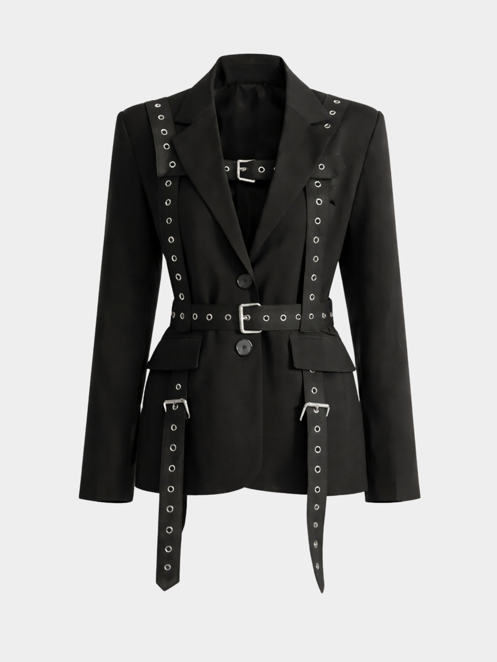 Domina Harness Blazer Dress - Glitter Noir
