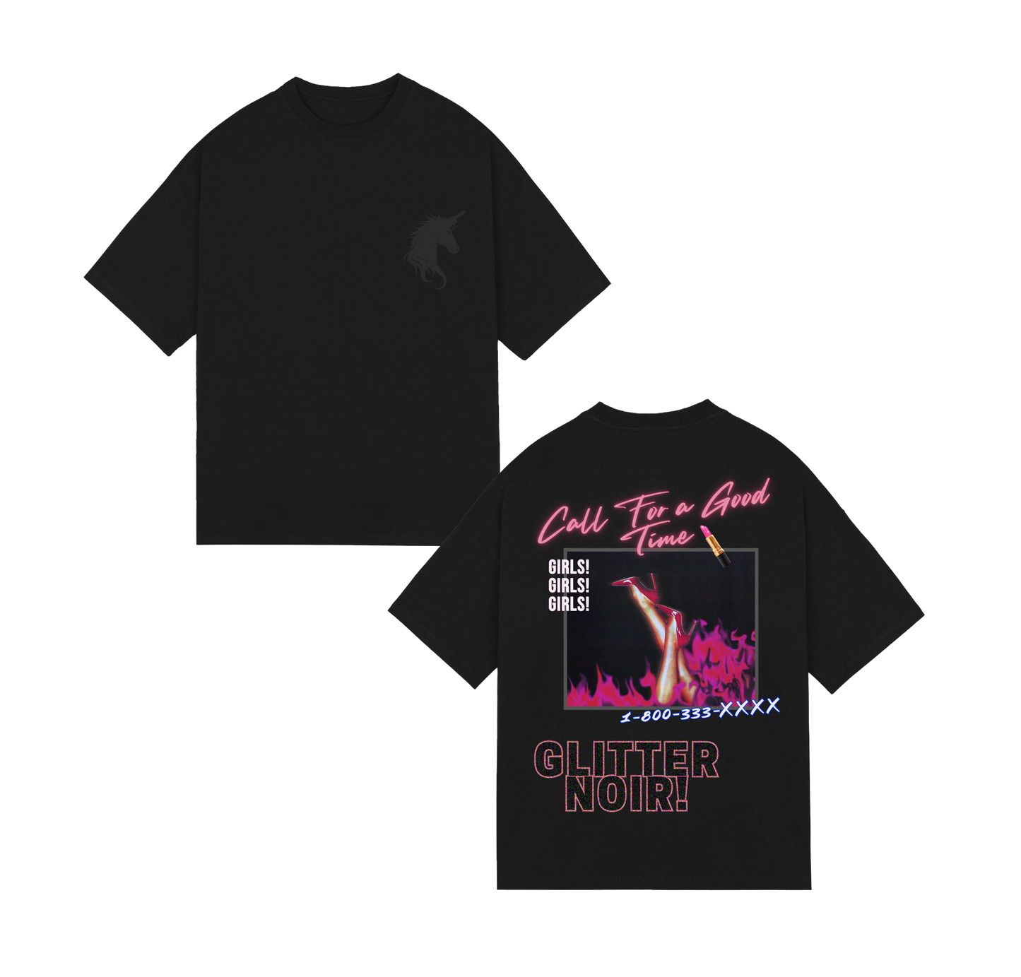 Call Girl Tee - Glitter Noir