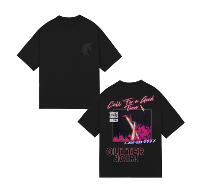 Call Girl Tee - Glitter Noir