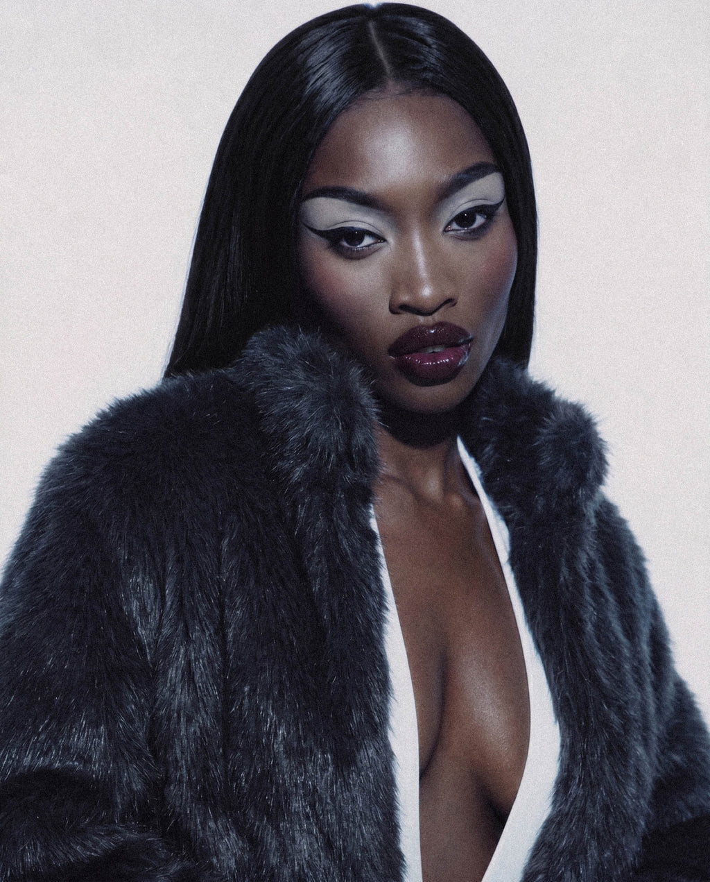 Nocturne Faux-Fur Jacket - Glitter Noir