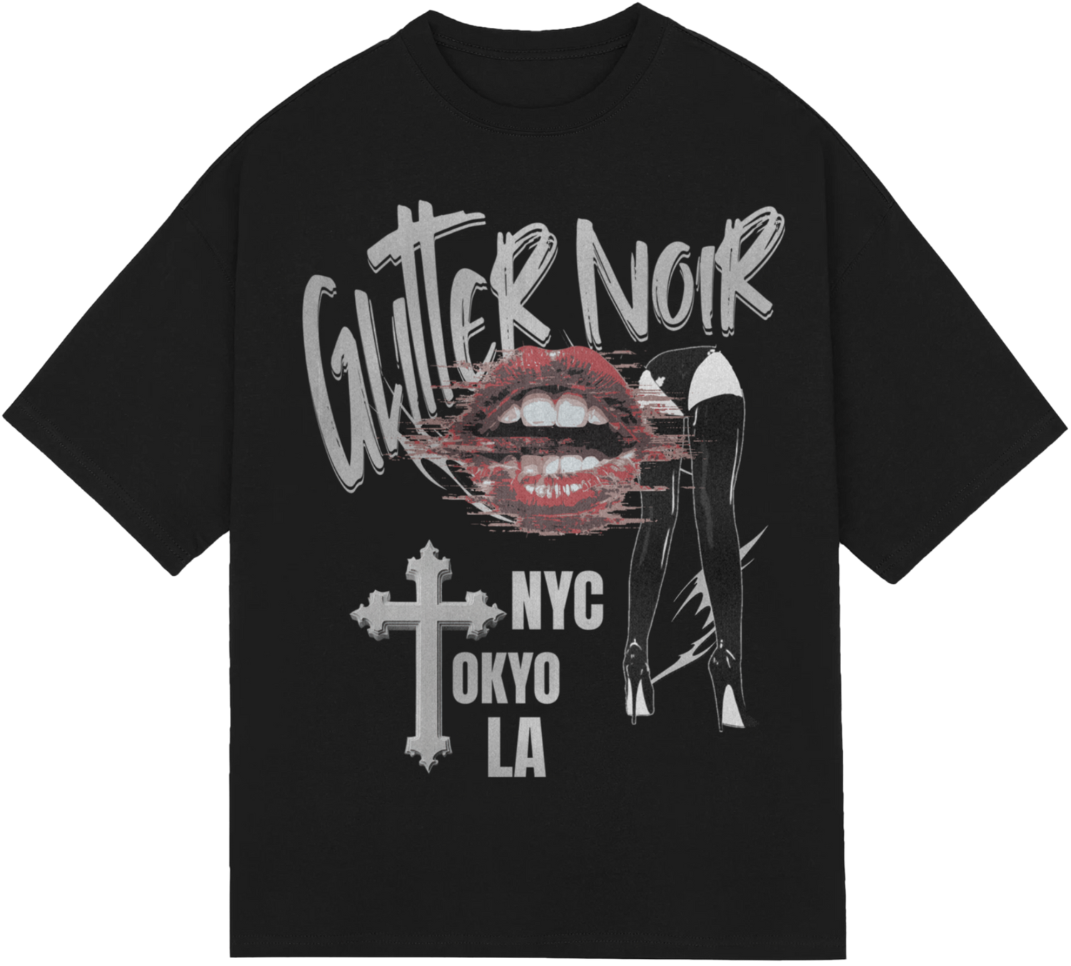 Lips & Legs Tee - Glitter Noir