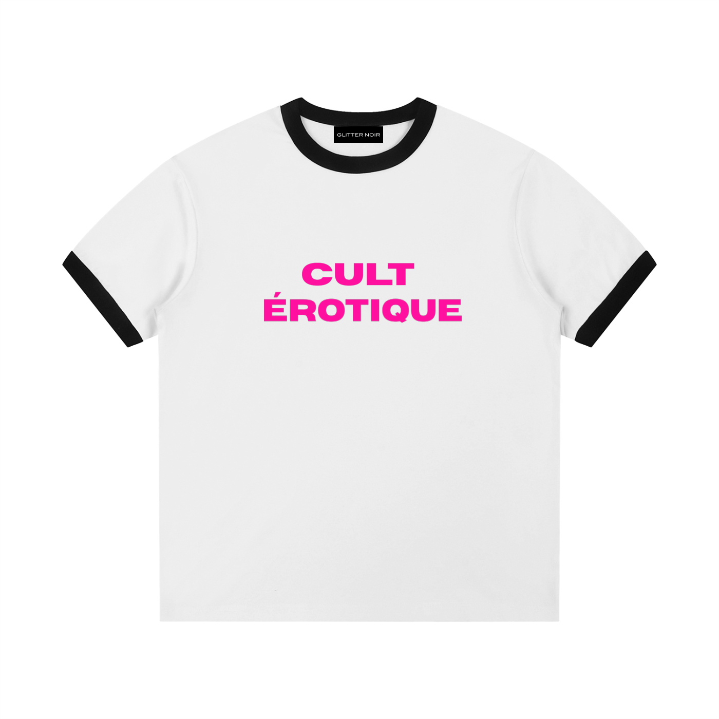 Contrast Edge Ribbed Crewneck T-Shirt - Glitter Noir