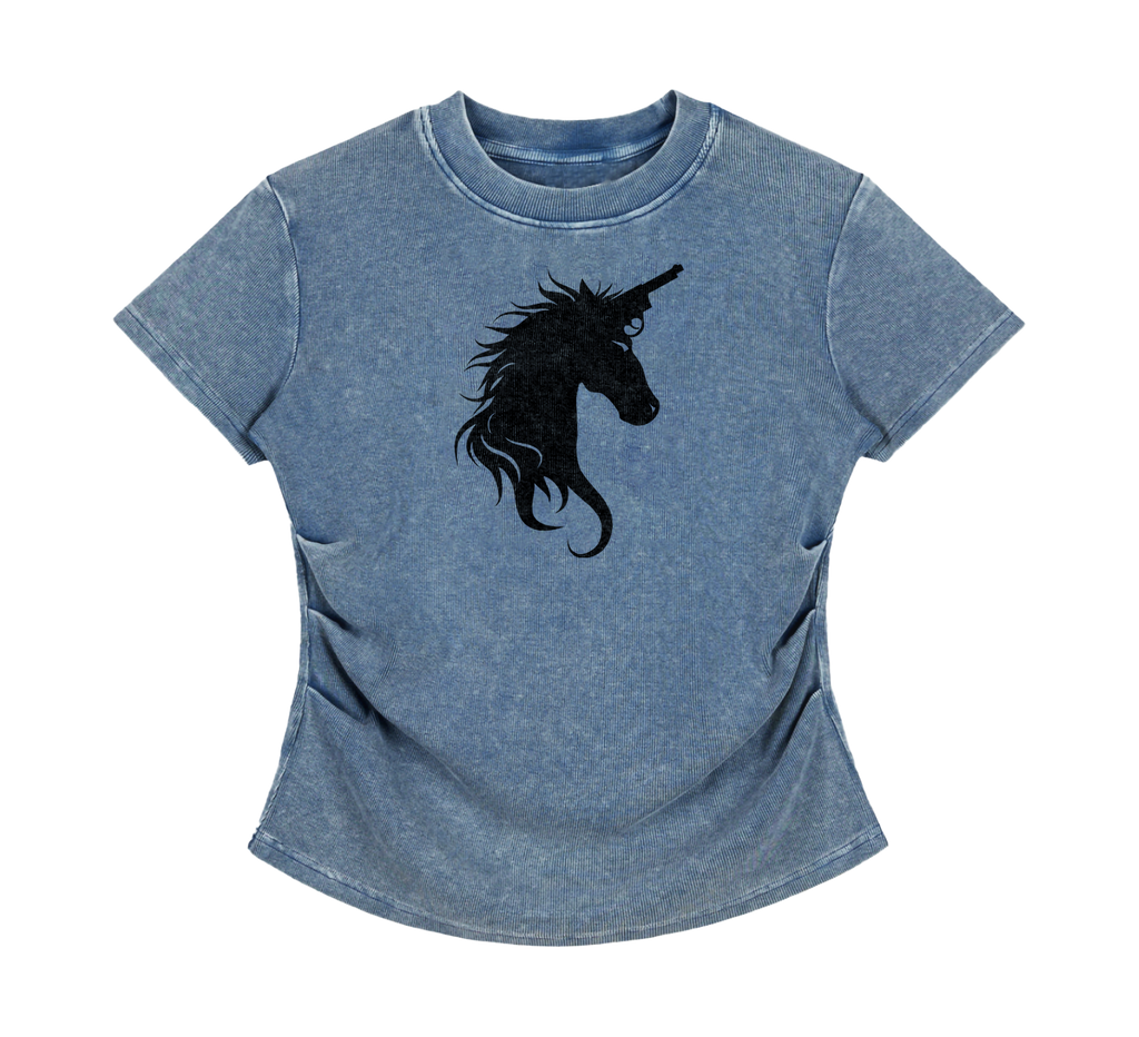Vintage Washed Bodycon Tee - Glitter Noir