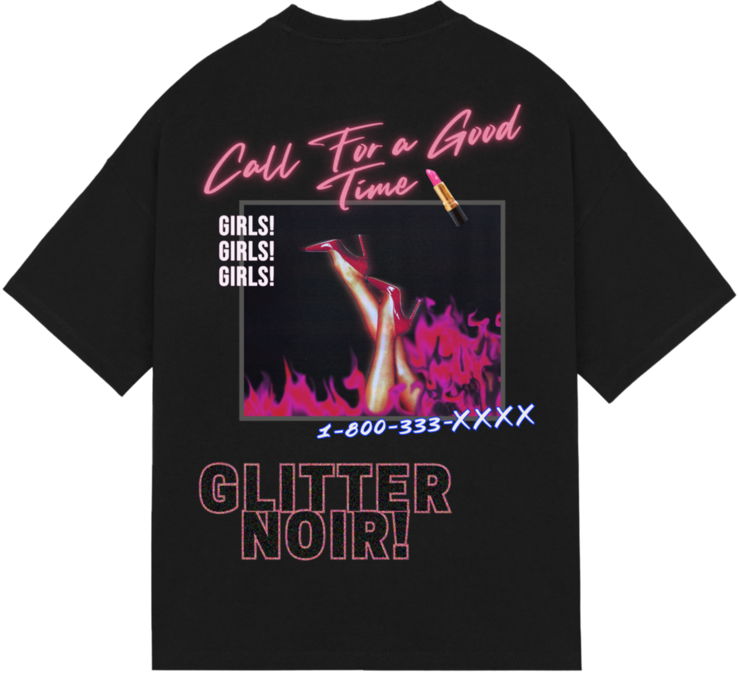 Call Girl Tee - Glitter Noir