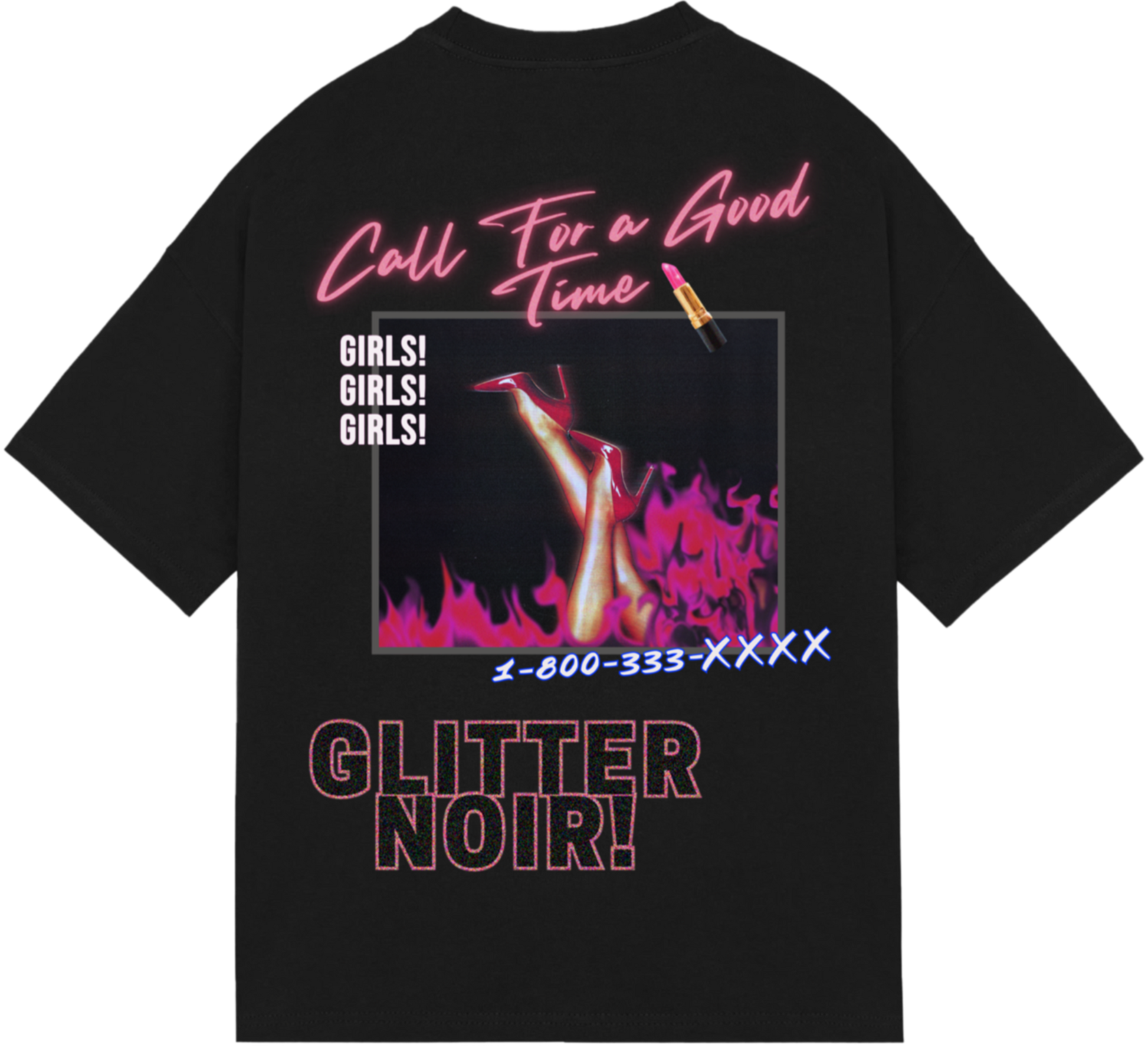 Call Girl Tee - Glitter Noir