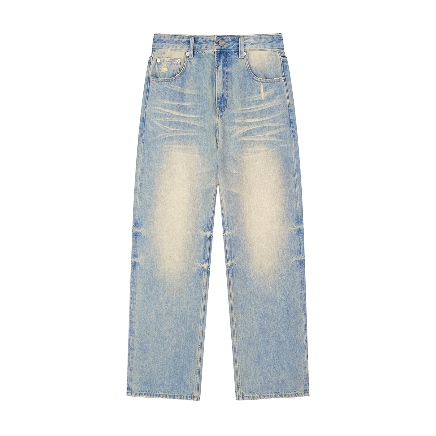 Sun Fade Raw Hem Denim Jeans - Glitter Noir