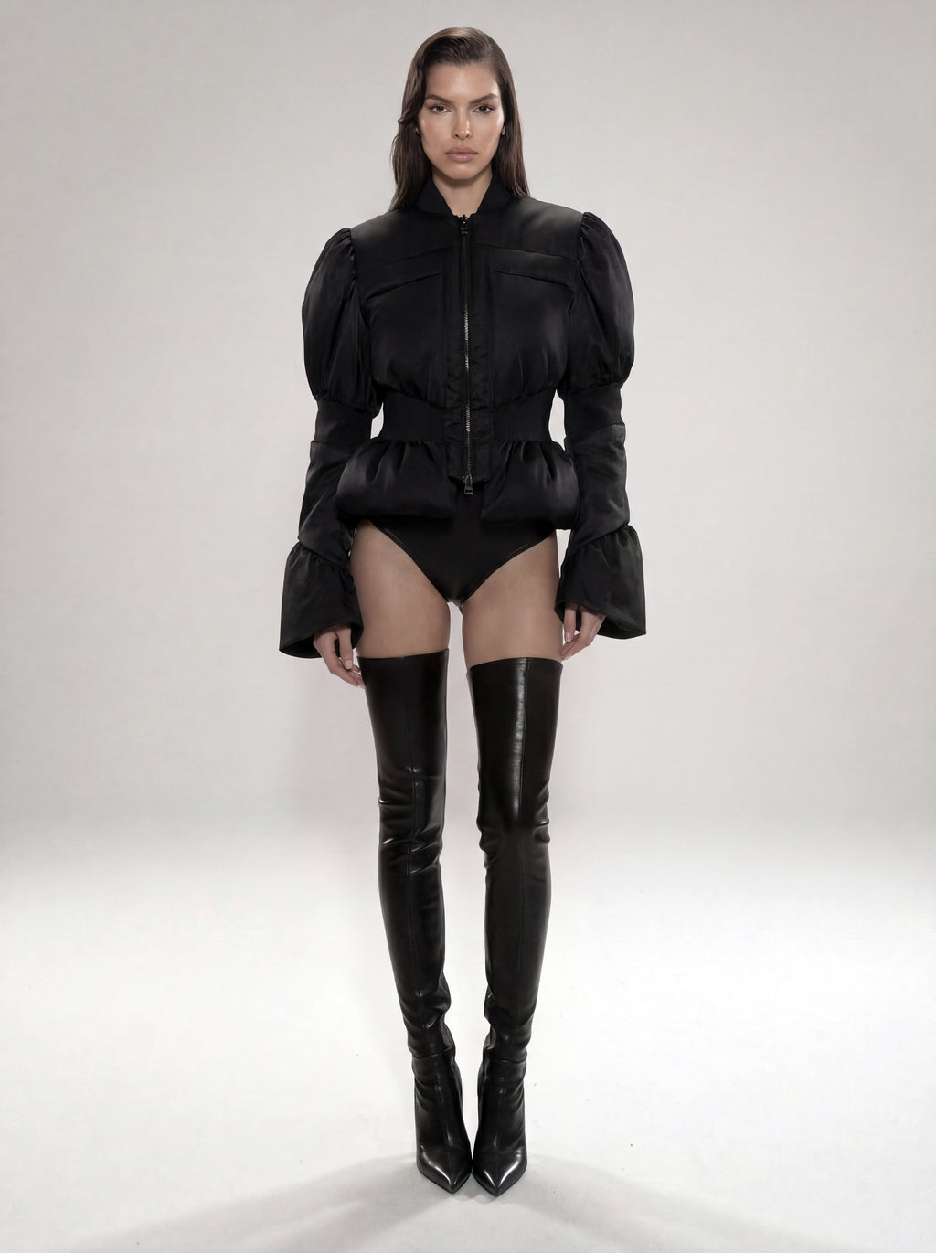 Volta Cinched Puffer - Glitter Noir