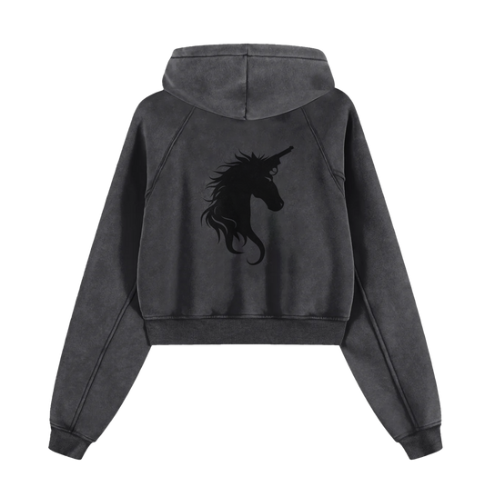 Stone Washed Cropped Hoodie