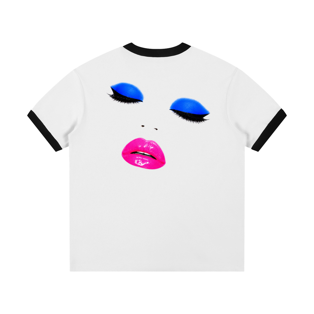 Contrast Edge Ribbed Crewneck T-Shirt - Glitter Noir
