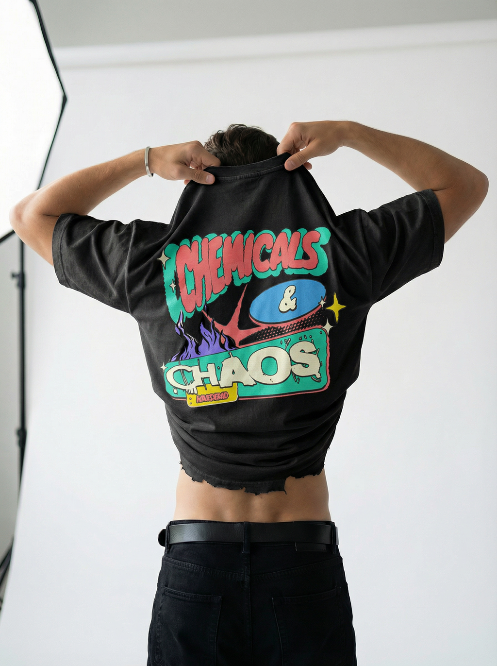 Raw-Hem Chem & Chaos Tee - Glitter Noir