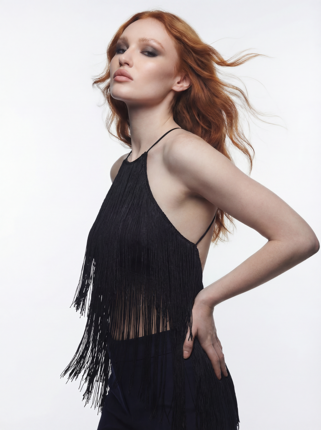 Noir Fringe Halter - Glitter Noir