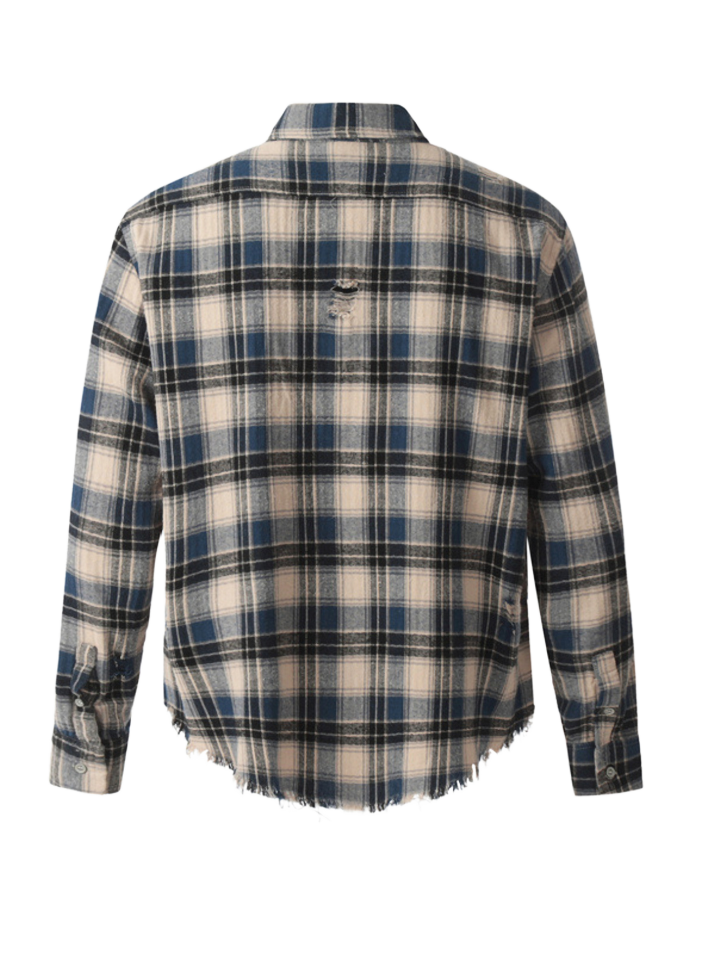 Raw Hem Plaid Shirt