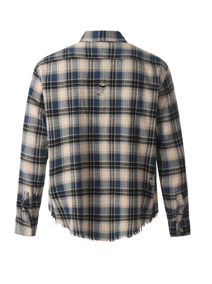 Raw Hem Plaid Shirt